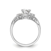 14K White Gold By-Pass Peg Set 1/4 carat Diamond Semi-mount Engagement Ring